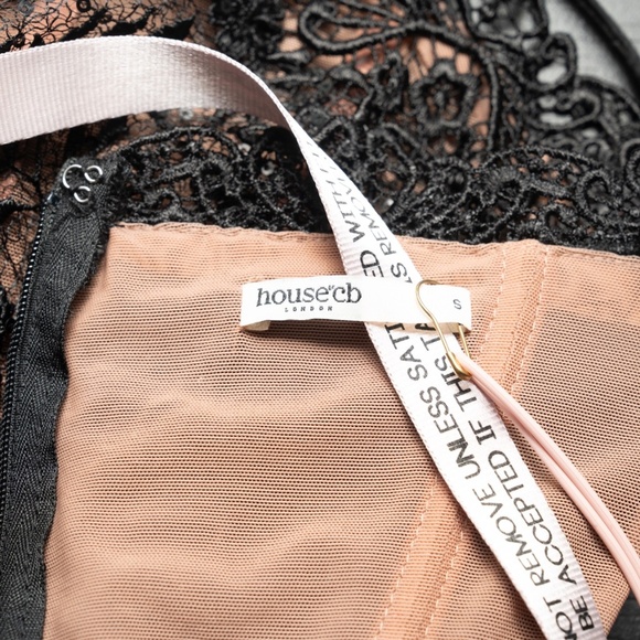 House of CB. Nikita - Black Satin and Lace Corset Dress. - Picture 7 of 13